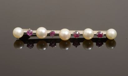 Broche barrette en or gris 18k piquée de...