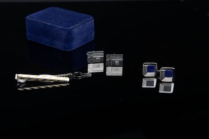 LANVIN.

Two pairs of silver-plated cufflinks:

-...