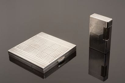 Square silver poudrier 800 thousandth with...