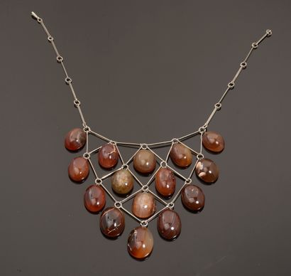 Necklace silver plated metal decorated with...