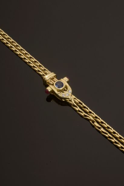 Bracelet in 18k yellow gold with two rows...
