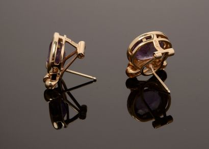 Pair of earrings in 14k yellow gold, the...
