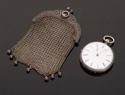 Small chainmail purse in silver 800 thousandths...