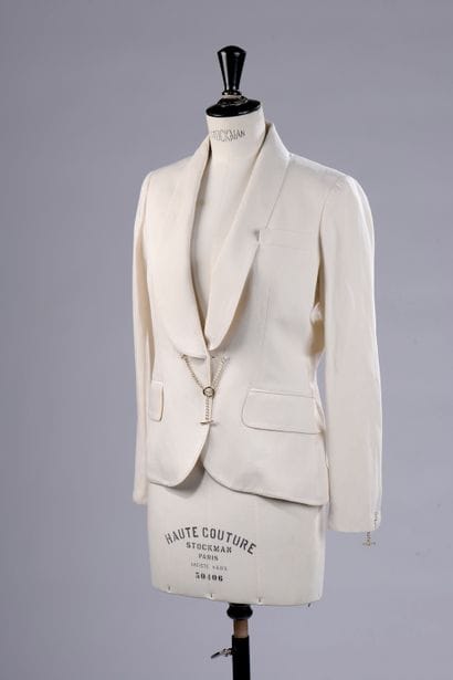 ALEXANDER McQUEEN.

Cream colored silk blend...