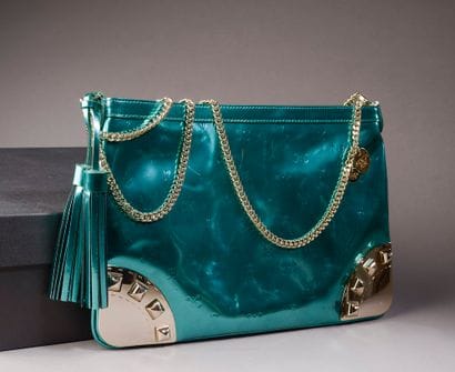PATRIZIA PEPE. 

 Green vinyl clutch bag...