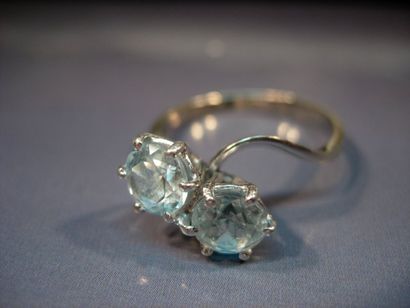 Bague toi et moi en or gris14K sertie de...