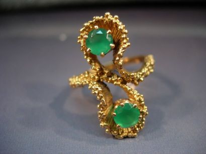 Bague toi et moi en or jaune granité sertie...