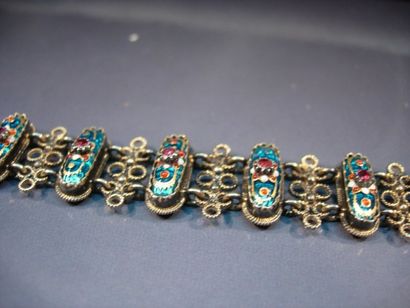 Bracelet en argent et vermeil orné d'émaux...