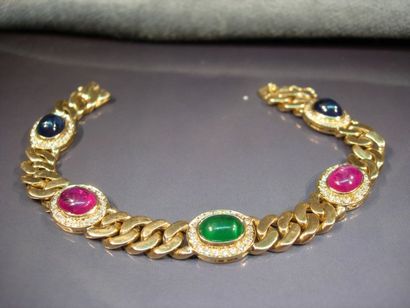 Bracelet souple en or jaune maille gourmette...