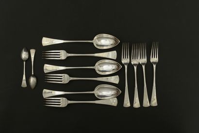 Part of menagère in plain silver 950 thousandth,...