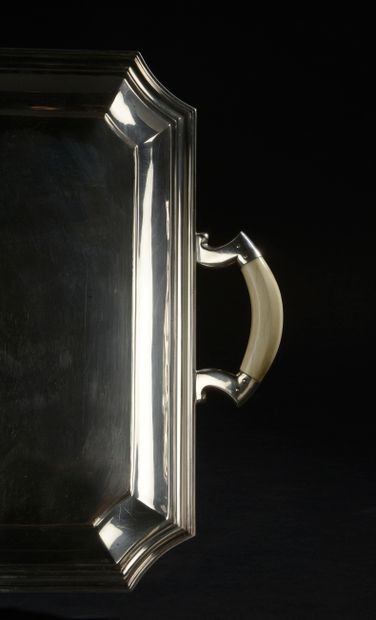 Plain silver tray 925 thousandths, rectangular...