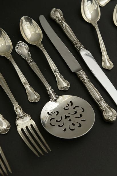 Part of a silver-plated menagère, the flat...