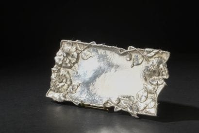 Card tray in silver 950 thousandth, rectangular...
