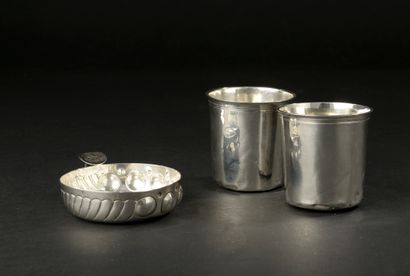 Two silver curon timbales 950 thousandths,...