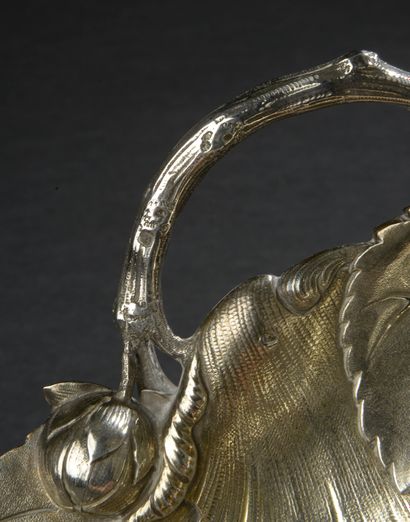 Pair of leafy cups in silver 950 thousandth...