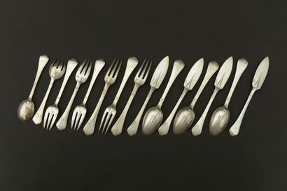 Part of silver menagère 950 thousandths model...