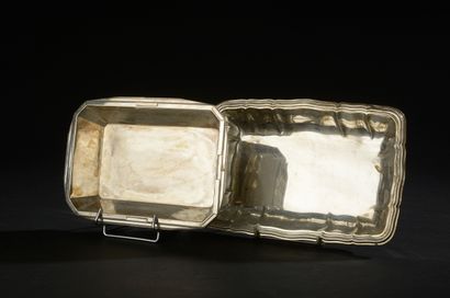 Square silver bowl 950 thousandth, the flat...