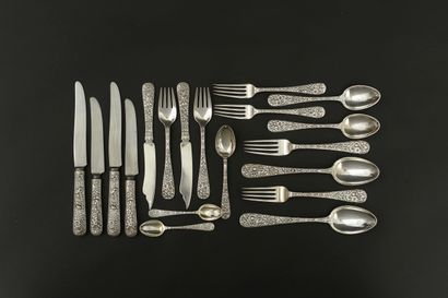 Part of a silver-plated menagère, the flat...