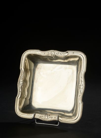 Square silver bowl 950 thousandth, the flat...