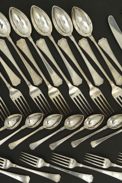 Part of silver menagère 800 thousandths,...