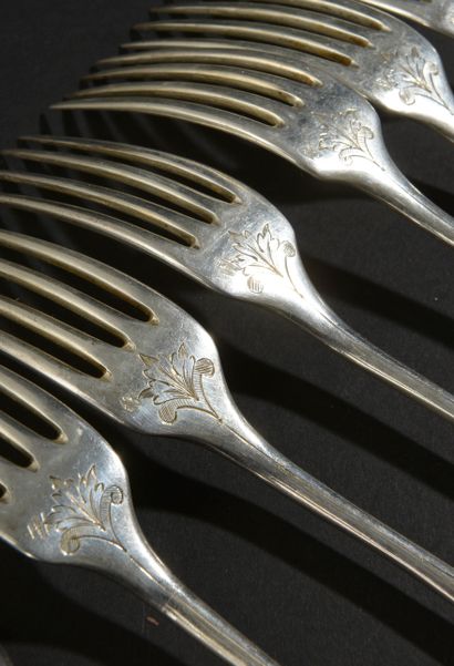 Six large silver cutlery 950 thousandths,...