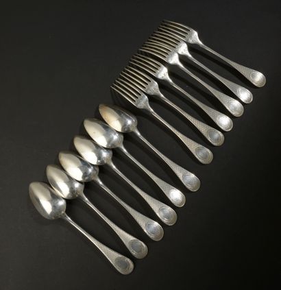 Six large silver cutlery 950 thousandths,...