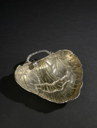 Pair of leafy cups in silver 950 thousandth...
