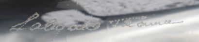 Group representing two fish in clear crystal...