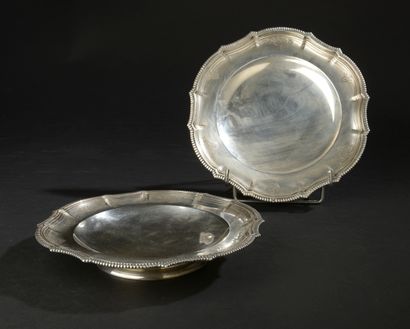Pair of circular display stands on a small...