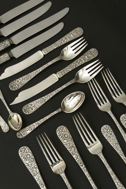 Part of a silver-plated menagère, the flat...