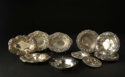 Set of silver cups 900 thousandths including...