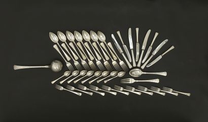 Part of silver menagère 800 thousandths,...