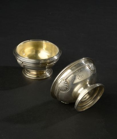 Pair of silver saltshakers 950 thousandth,...