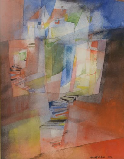 WOLFRAM (1924-2016).

Village de montagne.

Aquarelle...