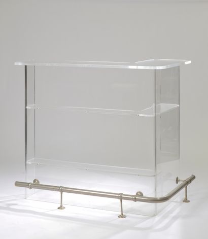 Meuble bar avec retour en Plexiglas transparent,...