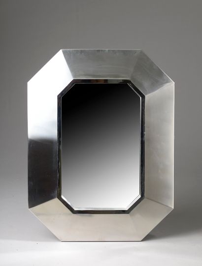 Miroir octogonal, l'encadrement à large baguette...