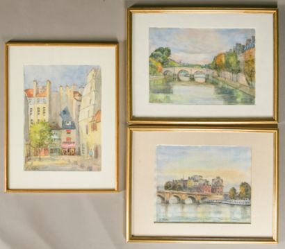 Vincent COTTIN (né en 1937). 
Vue des quaies...