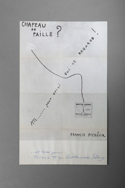 PICABIA (Francis). Straw Hat ? 1921. Paris...