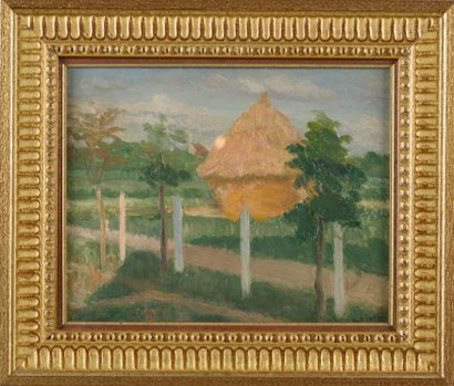 Octave LINET (1870-1962). 
La meule de foin...