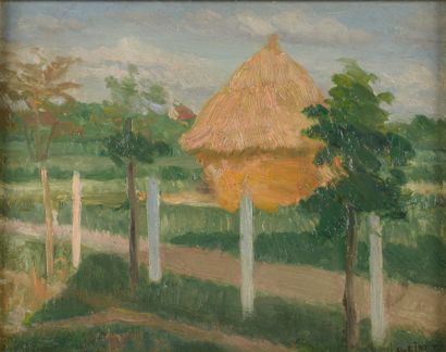 Octave LINET (1870-1962). 
La meule de foin...