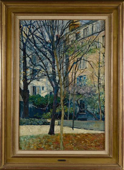 Paul-Étienne SAÏN (1904 - 1995).
Petit parc.
Huile...
