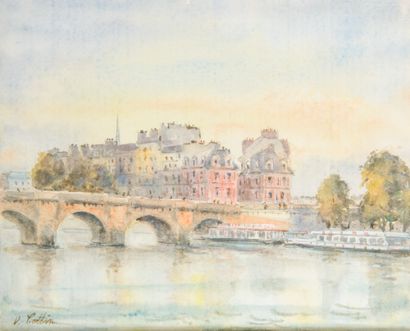 Vincent COTTIN (né en 1937). 
Vue des quaies...
