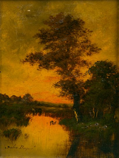 Jules DUPRE (1811-1889).
Paysage d'un bord...
