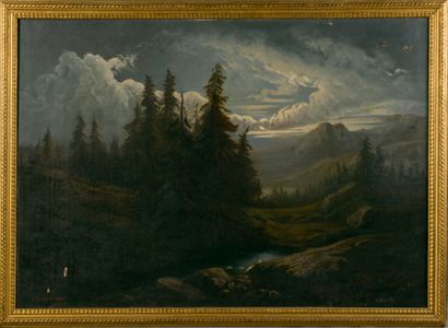A. PIVENT (XIXe siècle). 
Paysage de forêt...
