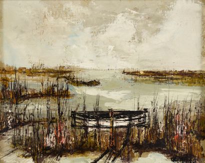 François FRANC (né en 1926).
Paysage de Vendée.
Encre...
