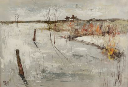 François FRANC (né en 1926).
Paysage de Vendée.
Encre...