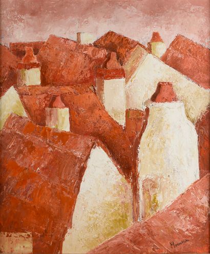 Robert MESSARRA (1944 - 2012).
Toits, 1982.
Huile...