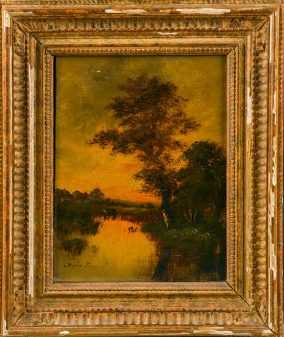 Jules DUPRE (1811-1889).
Paysage d'un bord...