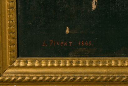 A. PIVENT (XIXe siècle). 
Paysage de forêt...