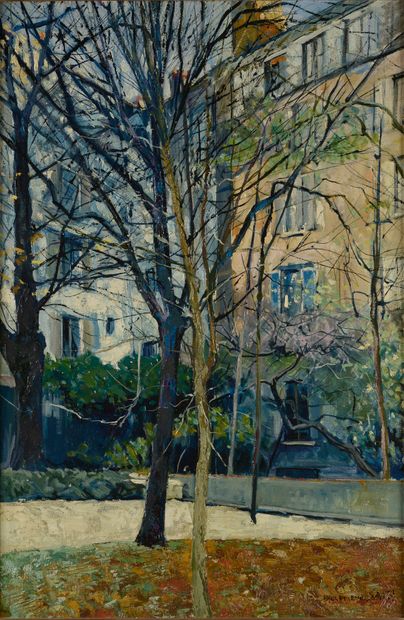 Paul-Étienne SAÏN (1904 - 1995).
Petit parc.
Huile...